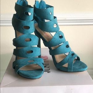 Aqua Blue Sandal Heels